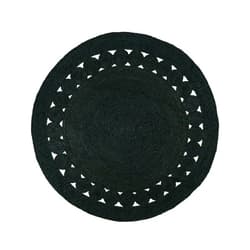 RIANGI Black Jute Rug - Area Rug Round Rug 4ft - Elegant Circle Braided Hand Woven 4 Foot Round Rug - Boho Living Room Rug Perfect Black Rug for Farmhouse, Bedroom, Dining Room Rug