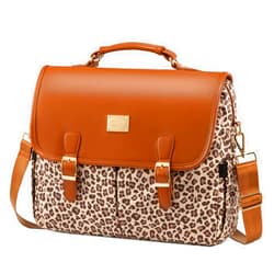 LOVEVOOK Laptop Bag for Women, Large Capacity Work Computer Bags Briefcase, Cute Shoulder Messenger Bag, Tote Purse Laptop Sleeve Case Fits 15.6-inch Laptop, Leopard Print-Brown Pro