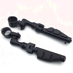 HTTMT MT216-082- Black Short Angled Adjustable Peg Mounting Kit Flat End Footpeg Compatible with GoldWing VTX1300 Shadow Valkyrie Triumph Rocket with 1 inch 25mm Front Engine Guard Frame Tube