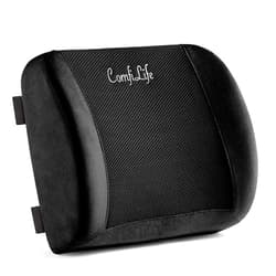 ComfiLife Lumbar Support Back Pillow Office Chair and Car Seat Cushion - Memory Foam with Adjustable Strap and Breathable 3D Mesh (Black)