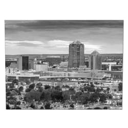 Uoppoum Albuquerque Wall Art, Canvas Prints New Mexico Cityscape Wall Decor for Office Bedroom Decoration USA City Skyline Picture Black and White Painting Poster with Frame Ready to Hang(16x12 inches)