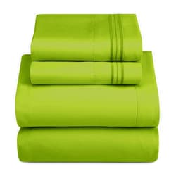 Hearth & Harbor Queen Size Sheets - 4 Piece Bed Sheet Set, Hotel Luxury Double Brushed Bed Sheets - Extra Soft Bedding Sheets & Pillowcases, Queen, Calla Green