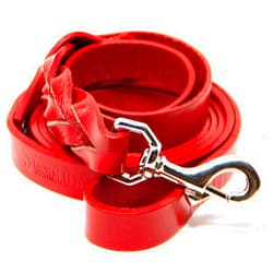 Logical Leather 6 Foot Braided Dog Leash - Heavy Duty Full Grain Leather Lead; Best for Training - Red