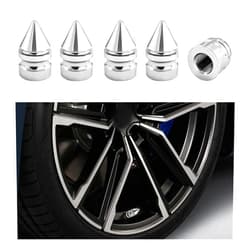 Sylvil 5 PCS Car Tire Valve Caps, Spike Aluminum Tire Wheel Valve Stem Covers, Corrosion Resistant Auto Rim Dust Caps, Universal Stem Cover for Car, SUV, Truck, Bike, Motorcycle (Silver)
