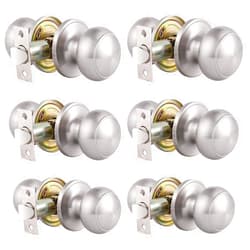Gobrico Round Ball Hall/Closet Passage Lockset Without Keys, Interior Door Knobs Door Hardware, Satin Nickel Finished, 6Pack