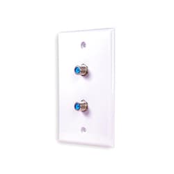SatelliteSale Coaxial Dual Wall Plate Female to Female F-Type RG-6 2.4GHz Universal Connectors White with Screws and a Wall Bracket Included