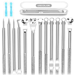 USCOLOR 8PCS Blackhead Remover for Face, Pimple Popper Tool Kit, Comedone Pimple Extractor, Acne Whitehead Blemish Removal Kit, Professional Stainless Steel Clean Tools