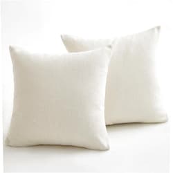 Sunday Praise Decorative Throw Pillow Covers Solid Linen Square Accent Pillow Cases 18x18 Inches Cushion Covers for Sofa Couch Bed&Chair,Pack of 2 (Cream White)