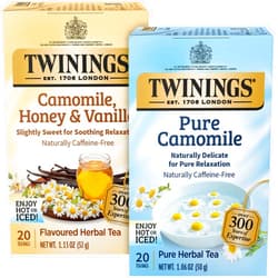 Twinings Camomile Tea Variety 2-Pack – Camomile, Honey & Vanilla + Pure Camomile Herbal Tea Bags, Naturally Caffeine-Free, 20 Count Each