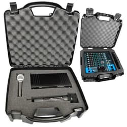 CASEMATIX Wireless Microphone Travel Case with Customizable Foam Mixer Travel Case for Mixers up to 14