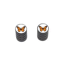 GRAPHICS & MORE Graphics and More Monarch Butterfly - Motorcycle Bike Bicycle - Tire Rim Valve Stem Caps - Black