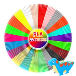 3Dgenius 22 Colors 3D Pen Filament 1.75mm PLA, Each Color 10 Feet, Total 220 Feet 3D Pen Filament Refills 3D Printing Pen Refills with High-Precision Diameter Not Compatible with 3Doodler Pen