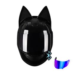 CYYFULE Cool and Cute Motorcycle Cat Ear Helmet for Girl Women, DOT Certified Bluetooth Motorcycle Helmet Full Face Flip-Up Integrated Motorbike Gift Helmet, Cat Racing Motocross Helmets