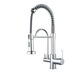 MENATT 3 in 1 Kitchen Faucet with Drinking Water Faucet, Pull Down Double Handle Filtration Kitchen Faucet Chrome (Without Water Filtration Device)