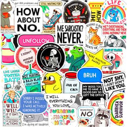 BulbaCraft 100Pcs Sarcastic Stickers for Adults - Funny Inappropriate Snarky Stickers, Sassy Unhinged Mean Silly Decals for Water Botttle, Laptop - Gag Gifts for Women & Men