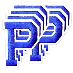 Oli and Alex Iron On Letters 2.4 inch - 7 pcs of P Blue Patches Letters for Clothing - Super Glue - No sew Needed - Embroidery Alphabet Football Team School University - Blue, P