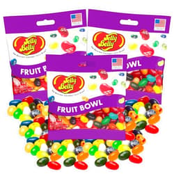 Sweetzo Fruit Bowl Jelly Bean Mix, Assorted Fruit Flavor Chewy Candy, Bulk Individually Bagged Shareable Candies, Pack of 3, 3.5 Ounces