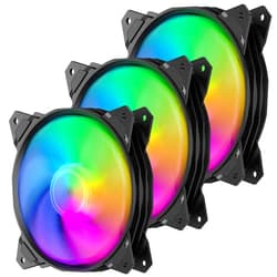upHere Long Life 120mm 3-Pin High Airflow Quiet Edition Rainbow LED Case Fan for PC Cases, CPU Coolers, and Radiators 3-Pack,(PF120CF3-3)