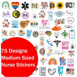 ABAMERICA Nurse Stickers for Water Bottles and Laptop, Nursing Stickers for Nurse Students, Nurses, and Healthcare Workers, Waterproof, Reusable, No Residue Vinyl Decal Perfect Nurse Gift (75 Designs)