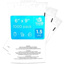 Shop4Mailers 6x9 Clear Poly Bag with Suffocation Warning – Self-Seal Adhesive, 1.5 Mil Clear Bag for FBA, Packaging Bags, Clothes Storage, & Shipping Bags – Resealable Poly Mailers (Pack of 1000)
