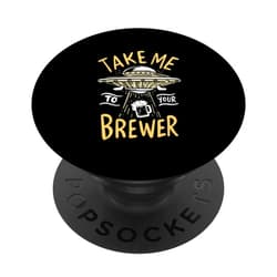 Craft beer Home Brewing Alien UFO Beerbrewer Gift UFO Alien and Craft Beer Hops Homebrew Beer Brewing Brewer PopSockets Swappable PopGrip