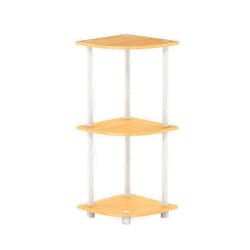 Furinno Turn-N-Tube 3-Tier Corner Display Rack Multipurpose Shelving Unit, Beech/White, Model:12077BE/WH
