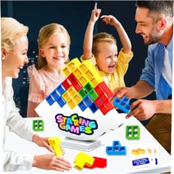 Iuuoi 48 PCS Tetra Board Game for Kids and Adults, Balance Stacking Game for 2 Players+ Party, Family and Friends,Tower Stack Team Building Blocks Toy