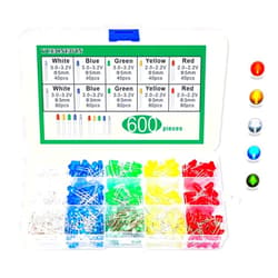 YUEONEWIN 600Pcs 3mm 5mm LED Light Emitting Diodes Assortment Kit Round Diffused Led Circuit Component Assorted Set for Arduino, PCB Electronic Circuit DIY, Raspberry Pi (White/Red/Yellow/Blue/Green)