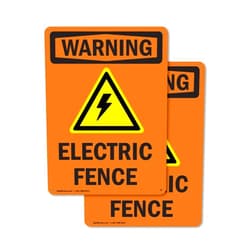 SignMission (2 Pack) Electric Fence With Symbol OSHA Warning Sign 7 Inch X 10 Inch Indoor/Outdoor Rust-Free Aluminum Metal Signs for Workplace, Workshop, and Construction Site, Made in the USA