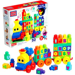 MEGA BLOKS First Builders Toddler Building Blocks Toy Set, ABC Musical Train with 50 Pieces, Music and Sounds, Ages 1+ Years