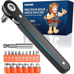 POCIONE Right Angle Screwdriver Mens Gifts - 90 Degree Offset Ratcheting Screwdriver Pocket Mini Low Profile Ratchet Wrench Bit Socket Set for Tight Space Cool Gadgets EDC Gear Tool Stocking Stuffers for Men