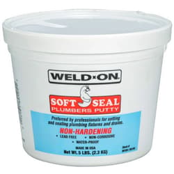 WELD-ON 80105 Soft Seal Stain-Free Plumber's Putty - Lead-Free, Non-Corrosive, and Waterproof, 5 Pounds