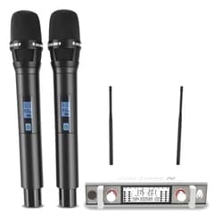 Talomen Wireless Microphone System, Metal UHF Handheld Microphones Cordless Dynamic Mic Set, Auto Scan, 393ft Long Range, Dual Channel Receiver, Use for Singing, Karaoke, Party, DJ, Church, K120 White