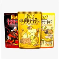 HBAF Official Gilim HBAF Brand Korean Seasoned Almonds 3 Flavor Pack Mix (1 Honey Butter, 1 x 210g, 1 Baked Corn, 1 x 210g, 1 Hot and Spicy Chicken, 1 x 210g)
