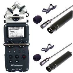 Teds Electronics Zoom H5 4-Input / 4-Track Portable Handy Digital Recorder with Interchangeable X/Y Mic Capsule and 2x Vidpro Professional Wired XLR Lavalier Microphone XM-L2