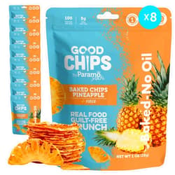 Good Chips by Paramo Snacks Baked Pineapple Chips by GOOD CHIPS. Oil Free, Vegan. Only One Ingredient. 1 oz Bags, Pack of 8