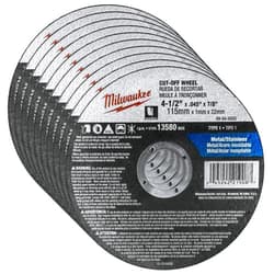 Milwaukee 10 Pack - 4 1 2 Cutting Wheels For Grinders - Aggressive Cutting For Metal & Stainless Steel - 4-1/2