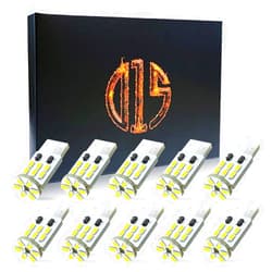 D15 Lighting LED 168 194 2825 T10 W5W Miniature Wedge Bulbs Interior Map Dome License Plate Light Marker Lights for Car 18-SMD 3014 Bright 120LM 6000K White (Pack of 10)