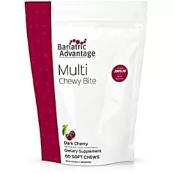 Bariatric Advantage - Multi Chewy Bite Soft Chew Multivitamin for Bariatric Patients, Gastric Bypass, Bariatric Sleeve, 60 Count, Gluten-Free, Dark Cherry Flavor
