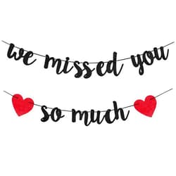 URYYRIT Welcome Home Decorations We Missed You So Much Banner, Black Glitter Welcome Back Banner Welcome Home Sign Family Reunion Sign Deployment Party Decorations, Returning Military Army Homecoming Party