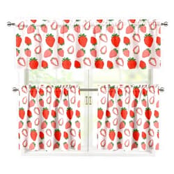 Psesaysky Strawberry Kitchen Curtains Sets for Windows Reusable Kitchen Window Curtains Small Kitchen Decor Stain Resistant Farmhouse Window Curtains for Living Room Set of 3