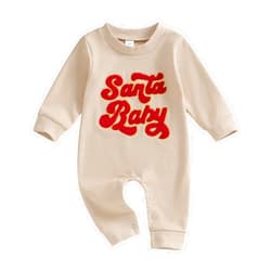 FYBITBO Infant Baby Boy Girl Clothing Santa Long Sleeve Jumpsuit Romper Newborn First Christmas Outfit One Piece Clothes