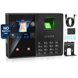 KUIIYER 4 in 1 Time Clocks for Employees Small Business (Face + Fingerprint + Palm Print + PIN) Employee Clock in & Out Machine Attendance Punch Clock Recorder Tracker for Small Businesses & Offices