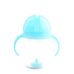 Munchkin Any Angle Sippy Cup for Toddlers, Weighted Straw Trainer Cup with Click Lock Lid, 7 Ounce, Blue