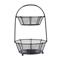 Gourmet Basics by Mikasa Tulsa Fruit Metal Storage Basket, 2-Tier, Black