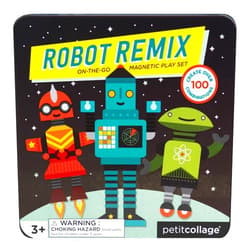 Petit Collage Magnetic Play Set, Robot Remix – Mix & Match Magnetic Game Board, Ideal for Ages 3+ – Includes 2 Magnetic Scenes and over 25 Magnet Pieces, Ideal Travel Activity for Kids