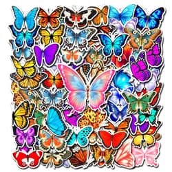 BIGZORO 50 PCS Butterfly Stickers Pack Butterflies Vinyl Decals Colorful Lovely Waterproof Patches Laptop Notebook Scrapbook Car Water Bottle Envelope Gift for Adults Teens