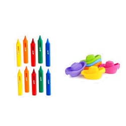 Munchkin® DrawTM Bath Crayons and Little Boat Train Baby Bath Toys, 10 Pack and 6 Piece Set