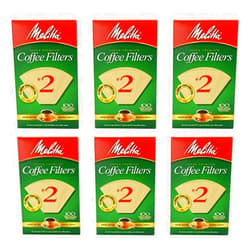 Melitta #2 Cone Coffee Filters, Unbleached Natural Brown, 100 Count (Pack of 6) 600 Total Filters Count - Packaging May Vary