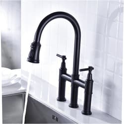 FOPEAS Upgrade Your Kitchen with a Dual-Handle Pull Down Faucet - Perfect for Spraying High Arc Design and Brushed Nickel Finish - Fits 3 Hole Sinks